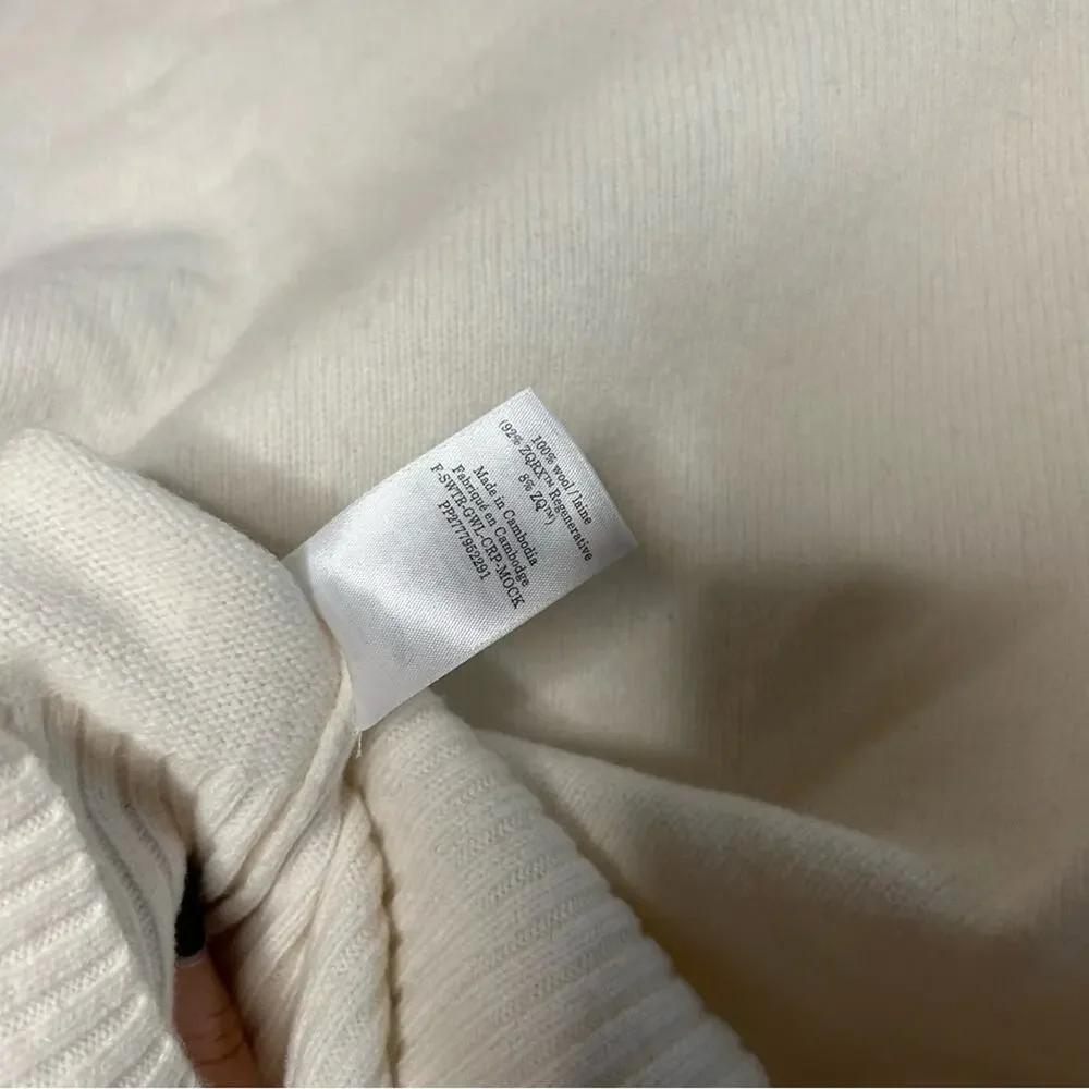 Everlane Good Merino Wool Mockneck Sweater‎ Old Money Cream White NWT Size XS